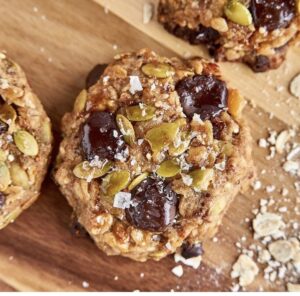 Banana Chickpea Cookies on wood board