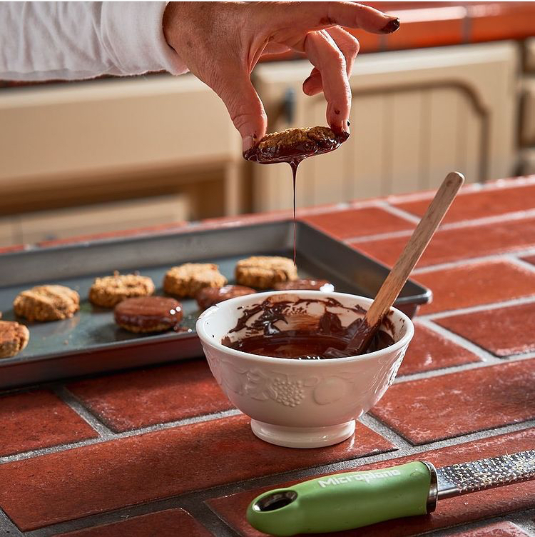 Hazelnut cookies dipped in chocolate