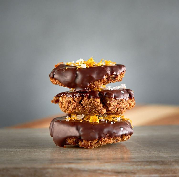 Hazelnut cookies in 3 in row